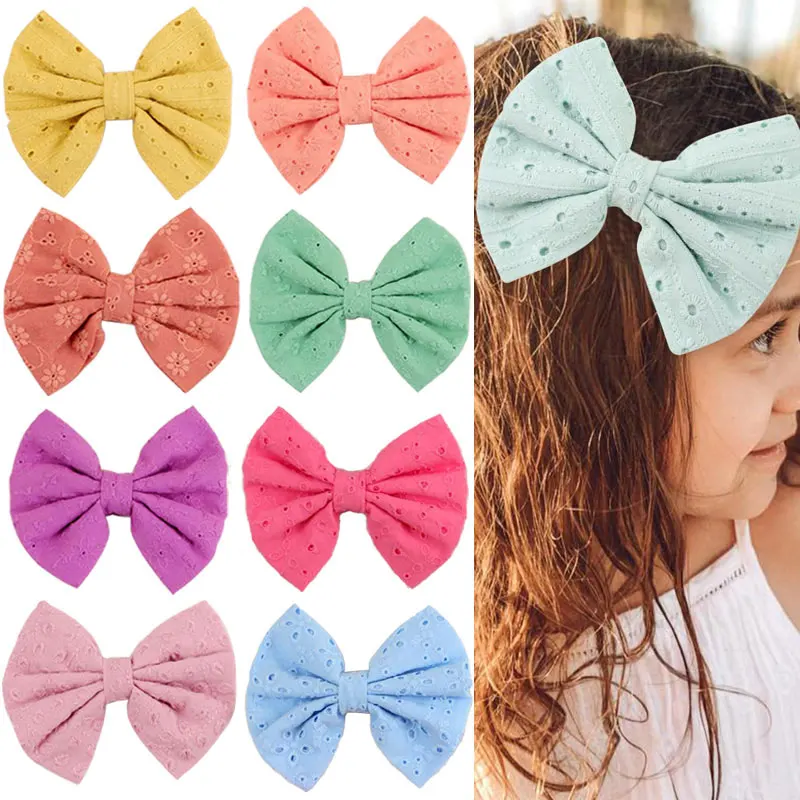 

3Pcs/Set Floral Bows Hair Clip Cute Flower Lace Trimming Headwear Girl Bow Knot Hairgrips Barrettes Hairpin Headdress