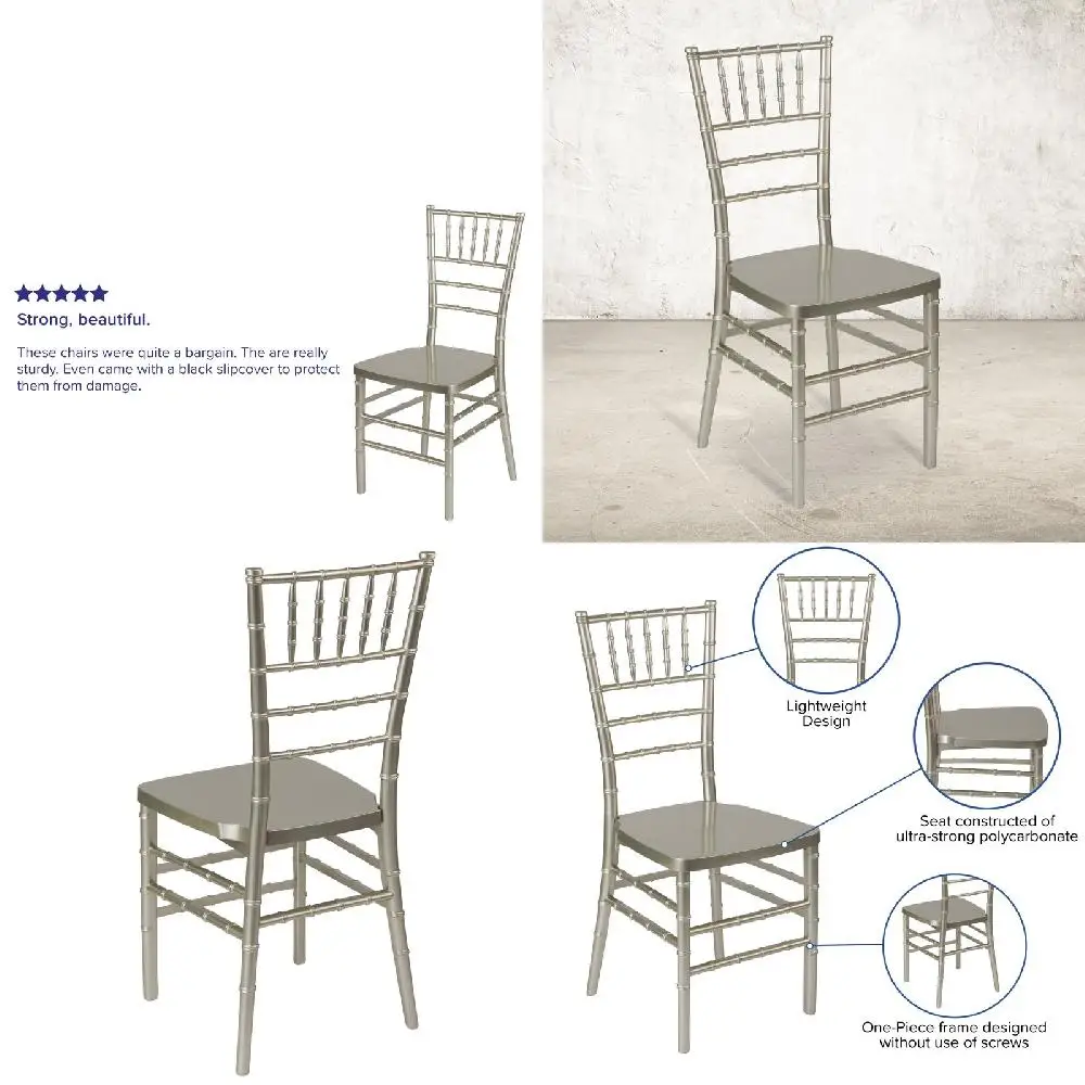 

Gorgeous Premium Champagne Resin Fashionable, Durable Stacking Chiavari Chairs Series for Events, Parties, Banquets, and Wedding