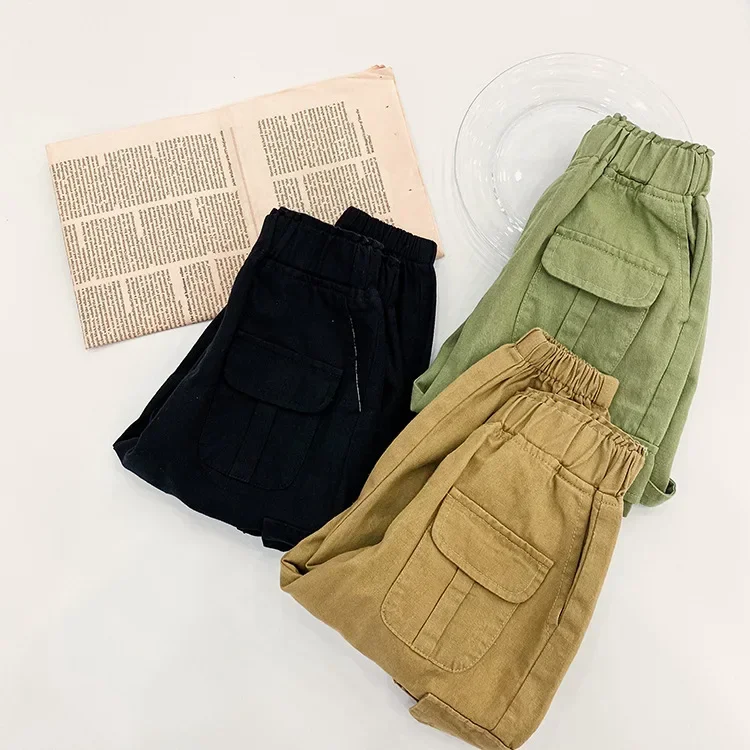 Весенне-осенние модные брюки-карго для мальчиков со множеством карманов Детские