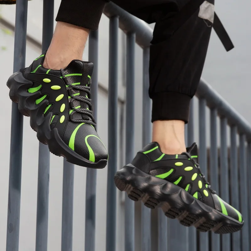 Fashion Running Shoes Men Soft Rubber Platform Casual Sport Sneakers Reflective Zapatillas Running Jogging Footwear