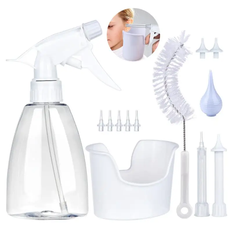 

300ml Ear Cleaner Kit for Adults Kids Spiral Ear Wax Remover Plastic Water Irrigation Bottle Ear Care Washing Safety Squeeze