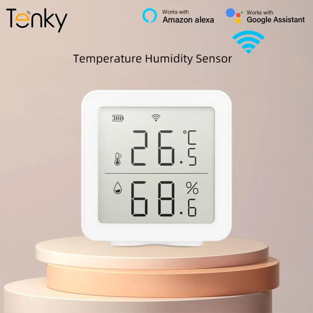 

Датчик температуры и влажности Tenky с Wi-Fi, сверхнизкое энергопотребление, для помещений, датчик T & H, работает с Alexa/Google Assistant