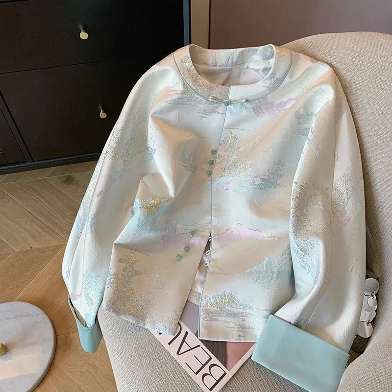 Верхняя одежда женские куртки Китайская национальная ветровка жаккардовое