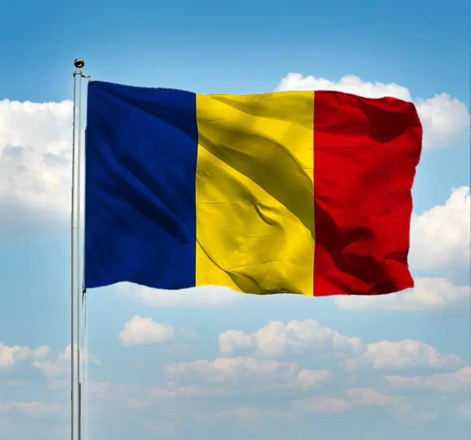 

Free Shipping Romania Flag 90x150cm Polyester Double Side Printed Blue Yellow Red Ro Rou Romanian National Banner