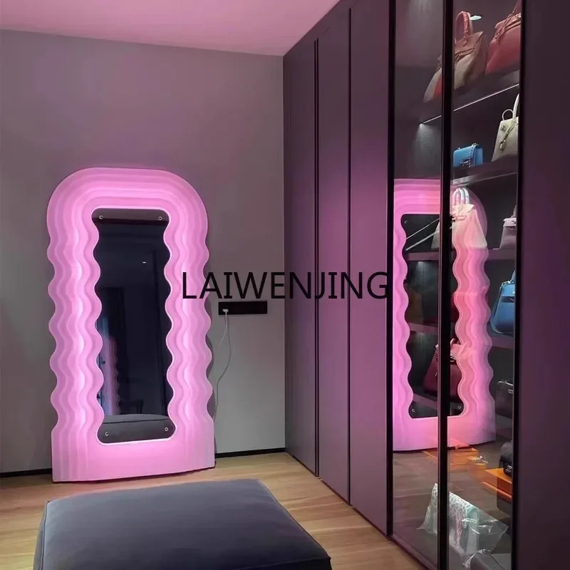 MJY Wave Home Фитнес для всего тела Розовое светящееся напольное зеркало с ветровой