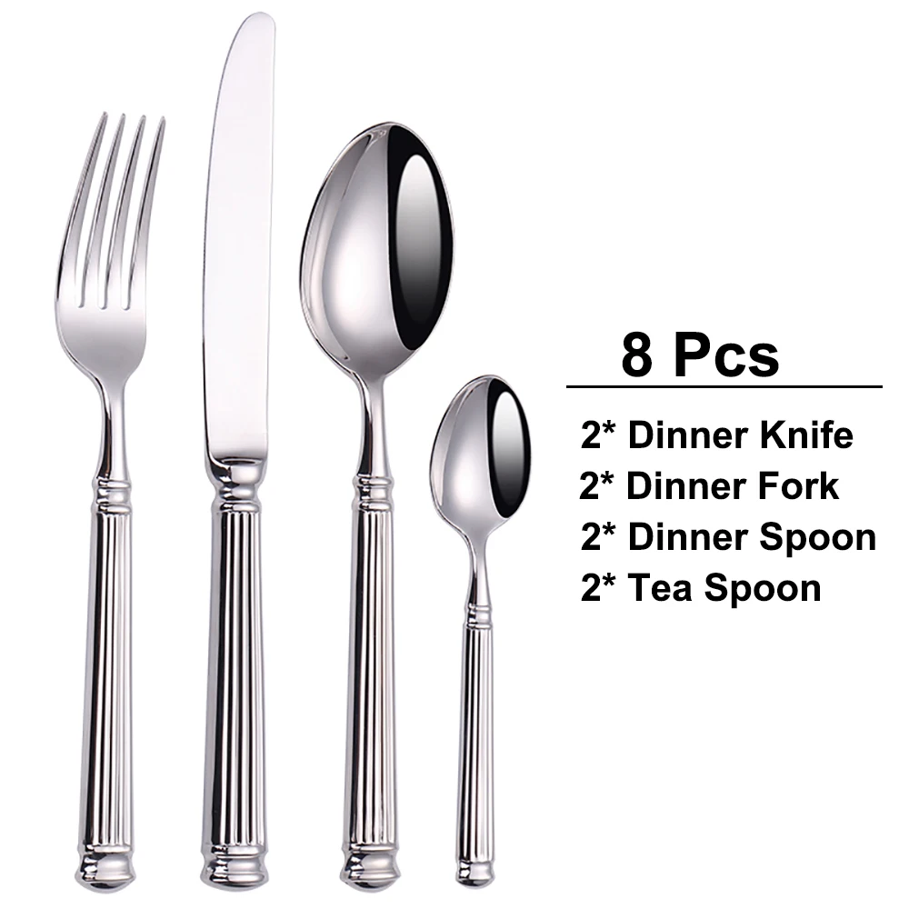 

Набор серебряной посуды из 12/16/20 шт., столовые приборы из нержавеющей стали, Элегантная Посуда, винтажный нож, столовые приборы