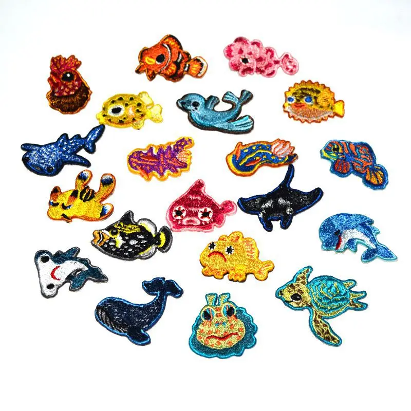 Морские животные дельфин Кит патчи для утюга вышитые нашивки одежды наклейки