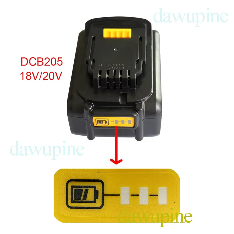 Фото Для DeWalt 14,4 В 18 В 20 В литиевая батарея DCB200 светодиодная наклейка для ключей метка DCB140 DCB182 DCB206 DCB203 для литий-ионного аккумулятора XR №5