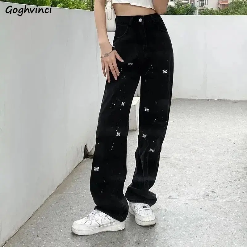 

New Fashion Jeans Women Streetwear Chic BF Baggy Young All-match Retro Ulzzang Y2k Schoolgirls Ins Stylish Denim High Waisted