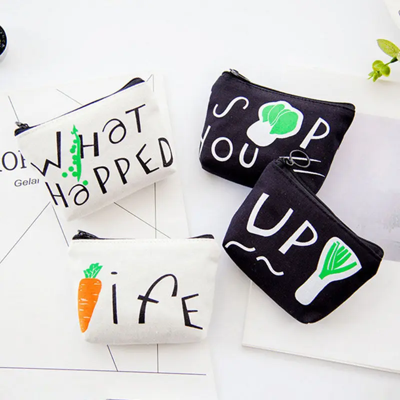 

Useful Fabric Key case for Women Lady Mini Canvas Money Bags Vegetable Design Cartoon Creative Key Bag Students Small Pouch