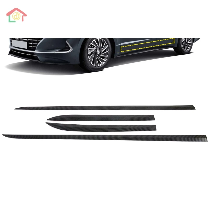 

For Hyundai Sonata 10th 2019 2020 4PCS Carbon Fiber ABS Chrome Car Exterior Car Side Door Body Trim Molding Accessories