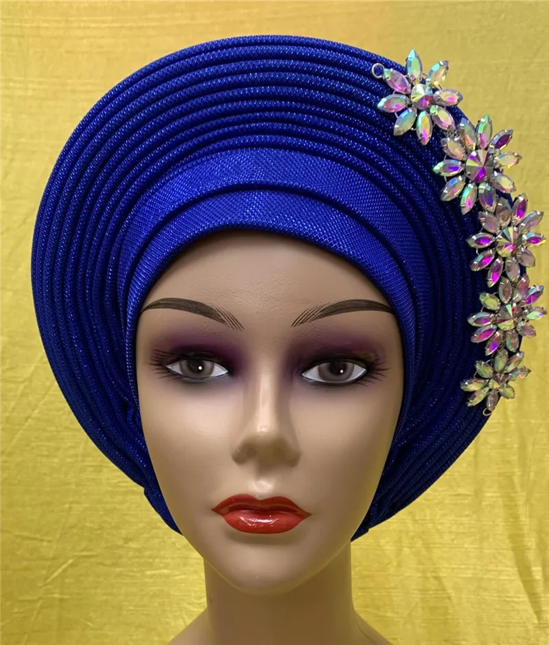 Aso oke Нигерия для традиционного брака головной убор gele уже сделанная африканская