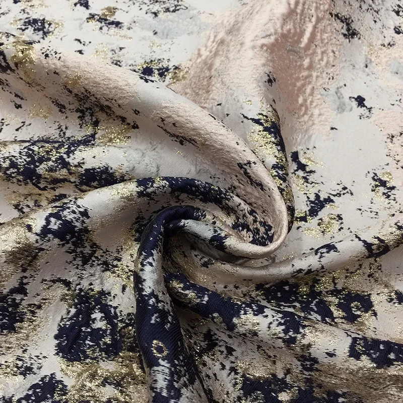 Золотая шелковая парча Жаккардовая ткань Платье Тренч Модная Европейский