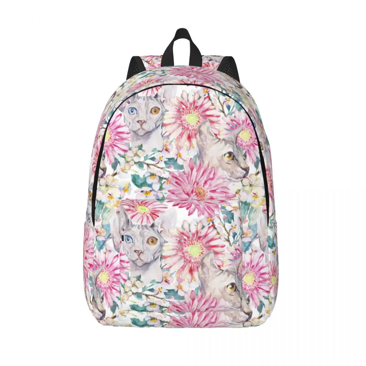 

Men Women Backpack Large Capacity School Backpack for Student Chrysanthemum And Egyptian Cat Pattern School Bag