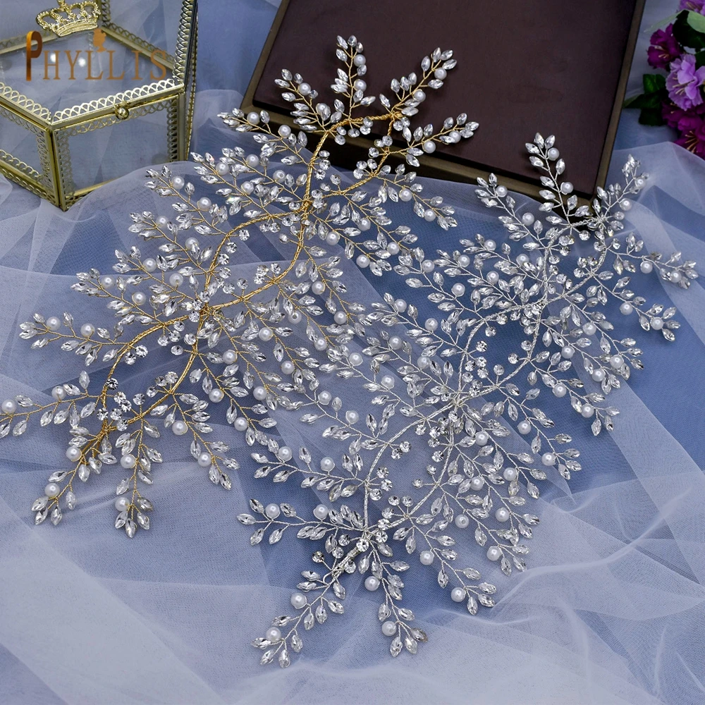 

A323 Luxury Bridal Hair Accessories Rhinestone Bride Headband Pearl Bridesmaid Head Jewelry Gift Handmade Wedding Headwear