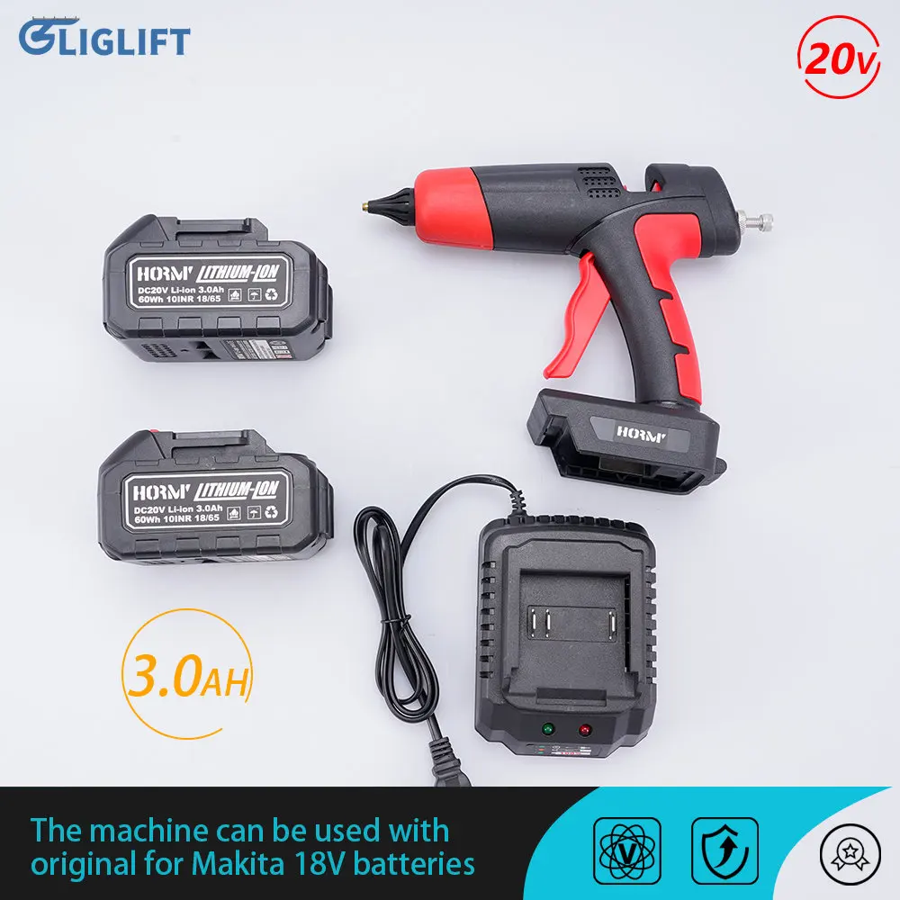 

21V Rechargeable Cordless Electric Hot Melt Glue Gun with Li-ion Battery Copper Nozzle Home DIY Repair Tool For Makita Battery