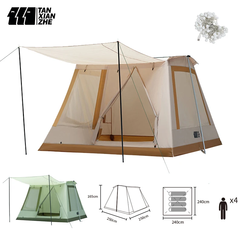 8.2X8.2Ft Camping Tents Glamping Luxury Tents Outdoor Camping Bow Tent For 2-4 Person Oxford Cloth Wind Resistent Easy Install
