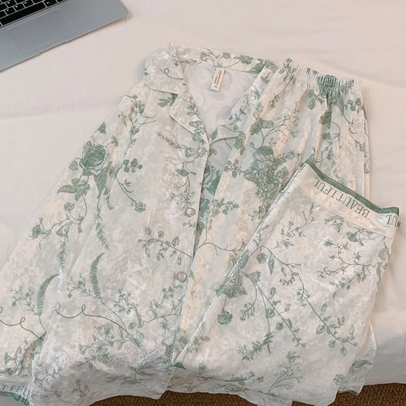 

Золотая Бархатная Пижама, Новинка весна-осень 2023, милый высококлассный маленький кардиган с длинным рукавом, домашняя одежда