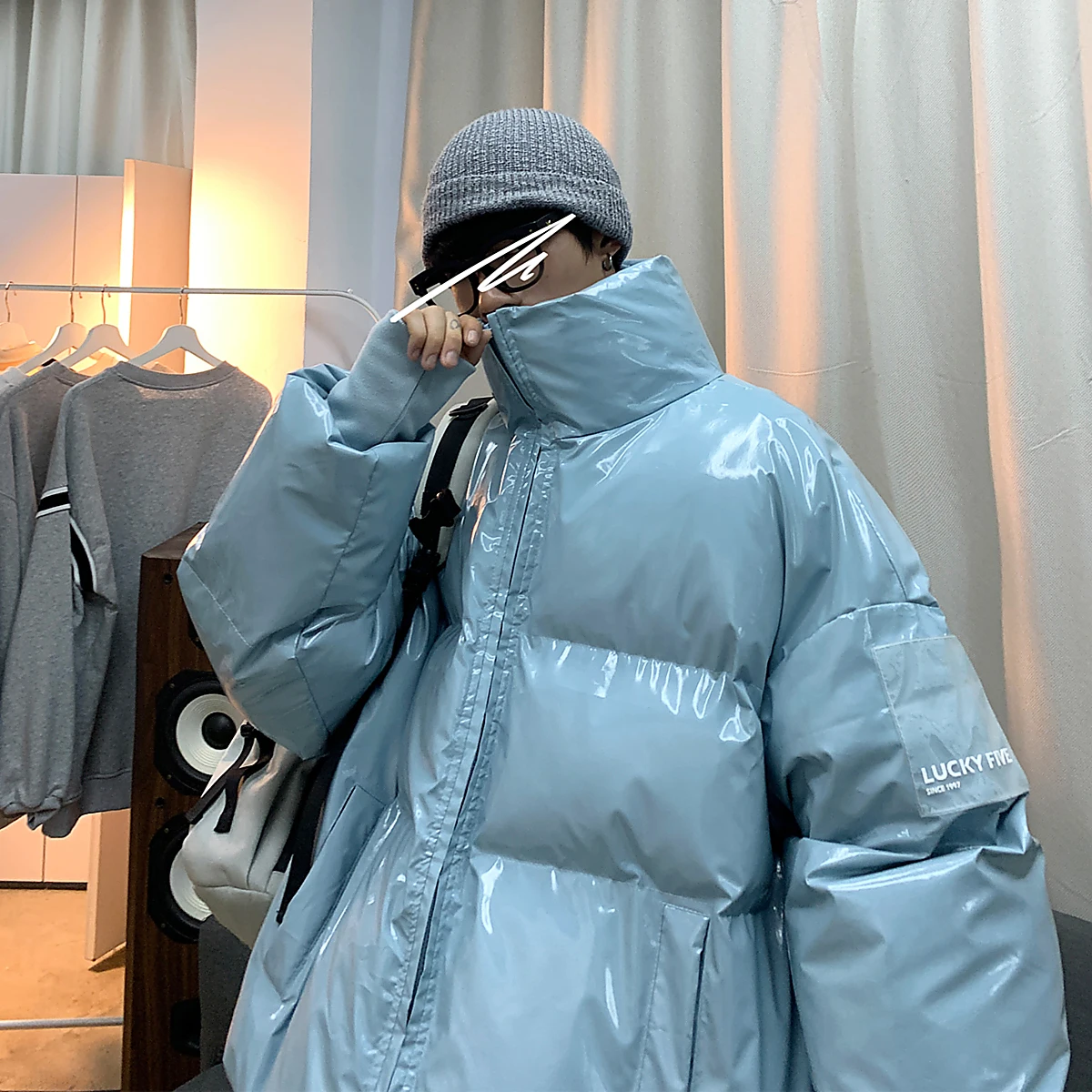 Oversized Waterproof Puffer Jackets Winter Mens Fluffy Coats Couples Harajuku Fashion High Quality Brand Clothing Teenage Casual