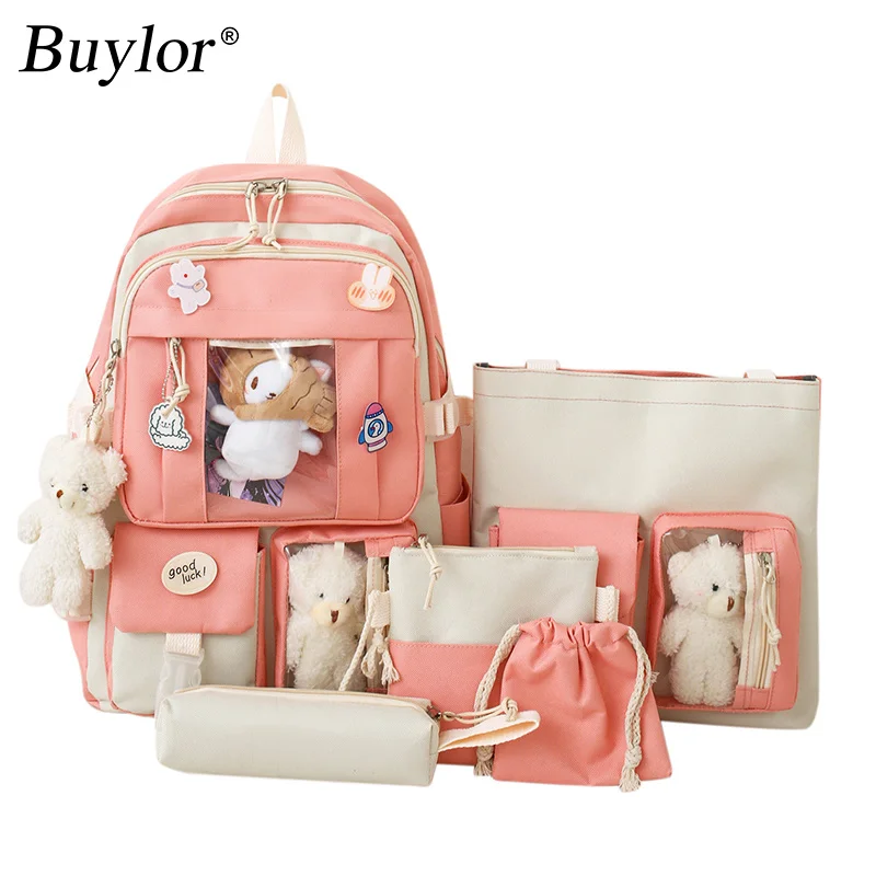 

Kawaii Women Backpack Multi Pockets College Student Schoolbags Leisure Rucksack Streetwear Cute Harajuku Backpack Mochila