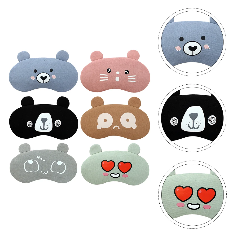 

6Pcs Eye Masks Portable Eye-Shade Cartoon Eye (Assorted Color)