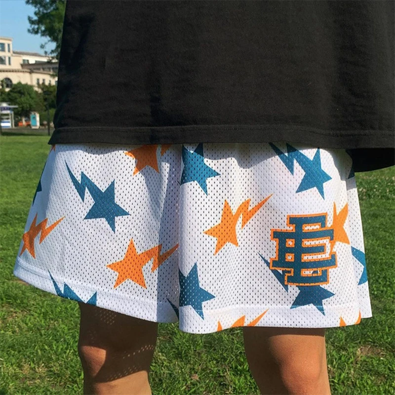 

New Summer Sports Shorts Men's Loose Large Size Casual Beach Shorts Running Fitness Straight Quick Drying Mesh Basketball Pants