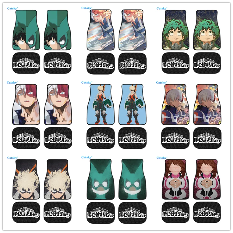 

My Hero Academia Car Floor Mat Carpet Anti-Slip Rubber Mat Pack of 4 Auto Accessiores for Car SUV Van