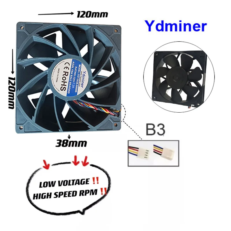 12*12 4-контактный охлаждающий вентилятор для майнинга биткоинов Antminer