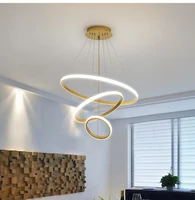 modern chandelier led ring circle aluminum chandelier golden loft bedroom restaurant kitchen room lighting fixture