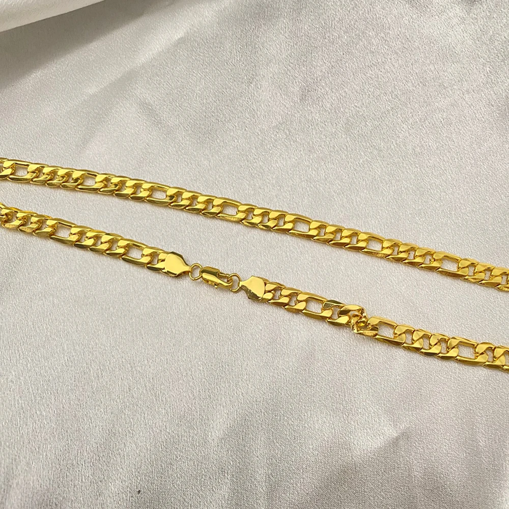 

Hip Hop Fashion Gold Men Chain Necklace Figaro Titanium Steel Stainless Steel Fashion Necklace Jewelry