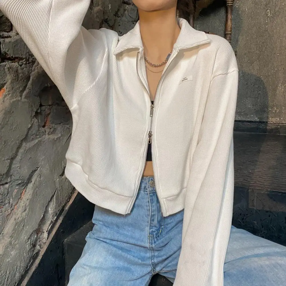 

Trendy Short Jacket Long Sleeves Warm Comfy Short Type Thin Running Outerwear