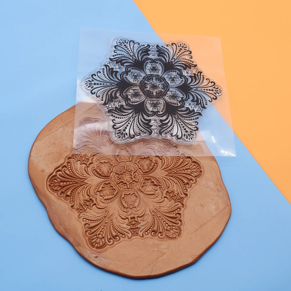 

9cm Mandala Texture sheet for polymer clay DIY Earring Impression Emboss Mat Press Print Modeling Ceramic Pottery Transfer Sheet