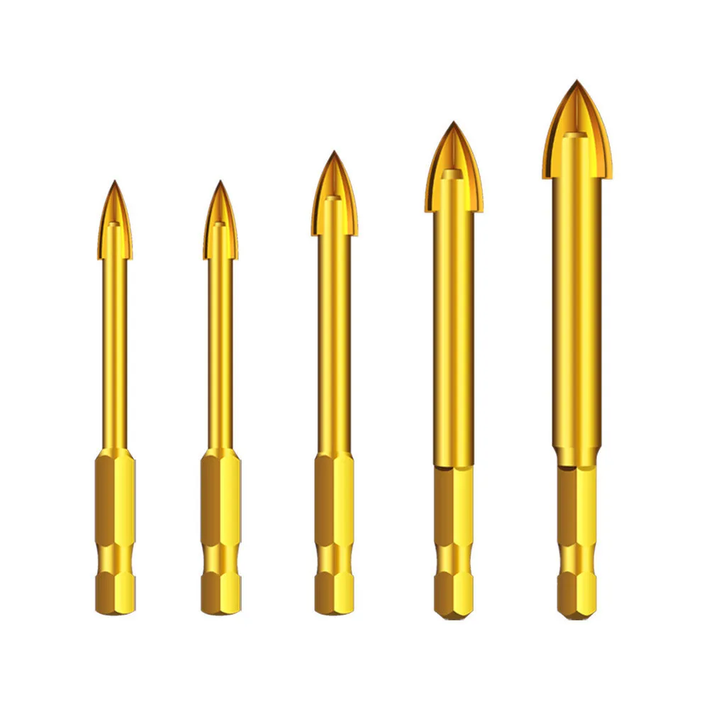 Набор титановых сверл комплект из 5 насадок 6 мм с шестигранным хвостовиком