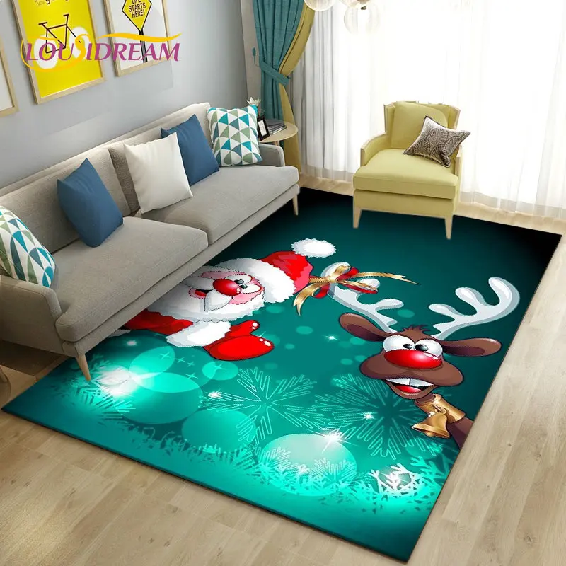 

Merry Christmas Santa Claus Area Rug,Carpet Rug for Living Room Bedroom Sofa Doormat Decoration,Kid Play Non-slip Floor Mat gift