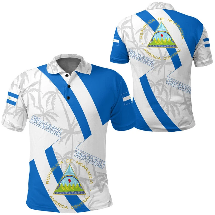 Флаг Никарагуа карта с 3D принтом рубашки поло для мужчин одежда модная
