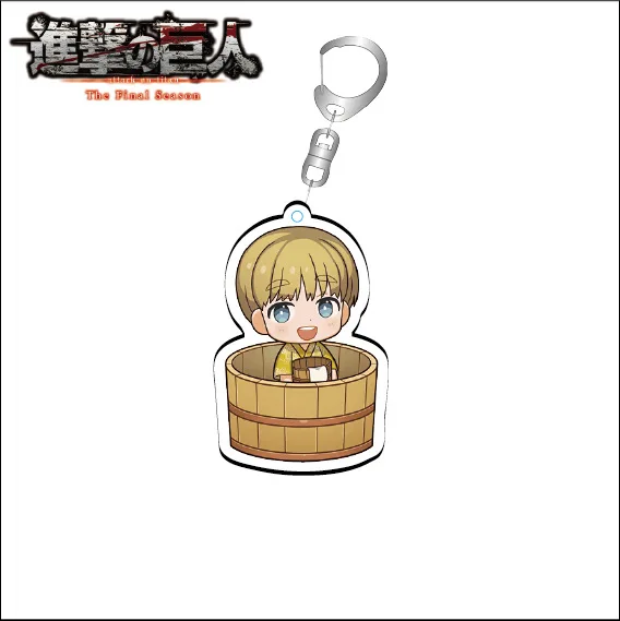 Фото Мерч по Attack On Titan: Прозрачный акриловый брелок-подставка с Эреном, Леви, Микасой, настольное украшение, подарок для друзей и девушек, милые аксессуары №4