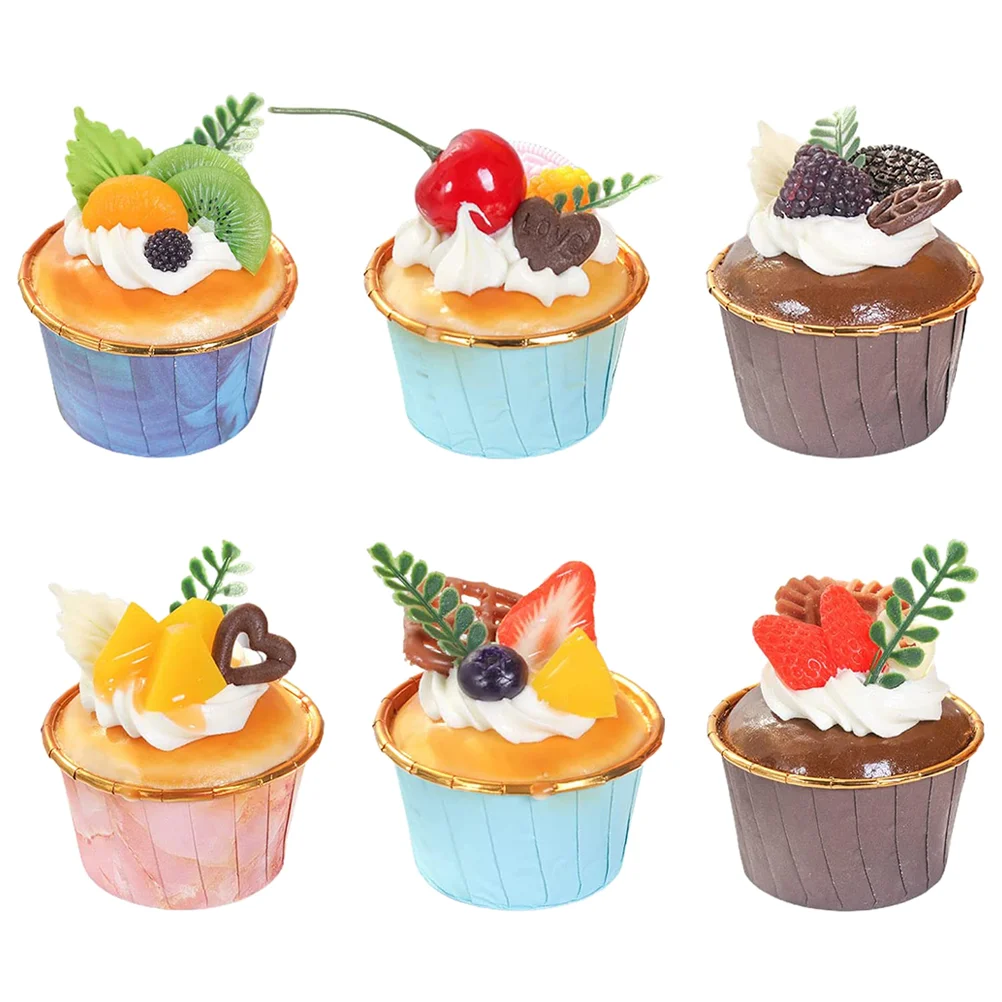 

6pcs Fake Food Bakery Shop Cake Display Models Party Adornments Photography Props