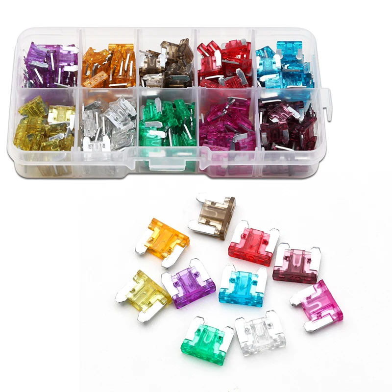 

200PCS Micro Size Car Fuse 3A 5A 7.5A 10A 15A 20A 25A 30A 35A 40A Amp with Box Clip Auto Blade Type Fuse Set Truck Auto Fuse Set