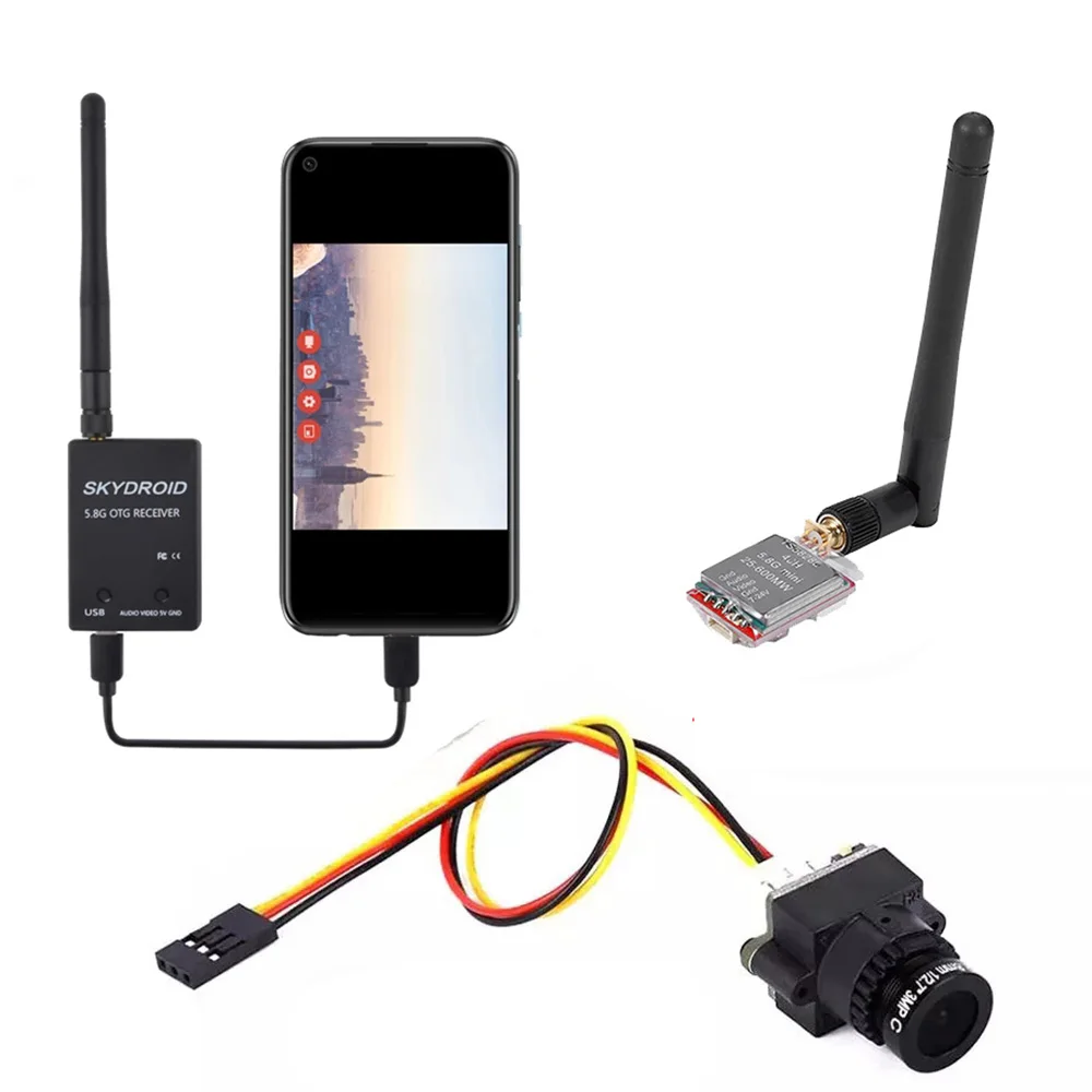 

Hot sale 5.8G FPV Receiver UVC Video Downlink OTG VR Android Phone TS5828L 40CH 600mW Wireless AV Transmitter 1000TV Camera