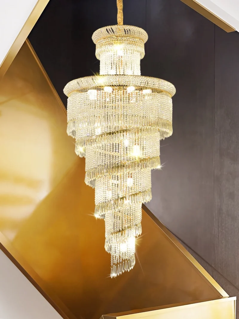 

Originality Modern Luxury Crystal Chandelier Hotel Lobby Crystal In The Living Room Of Duplex Villa Spiral Staircase Light