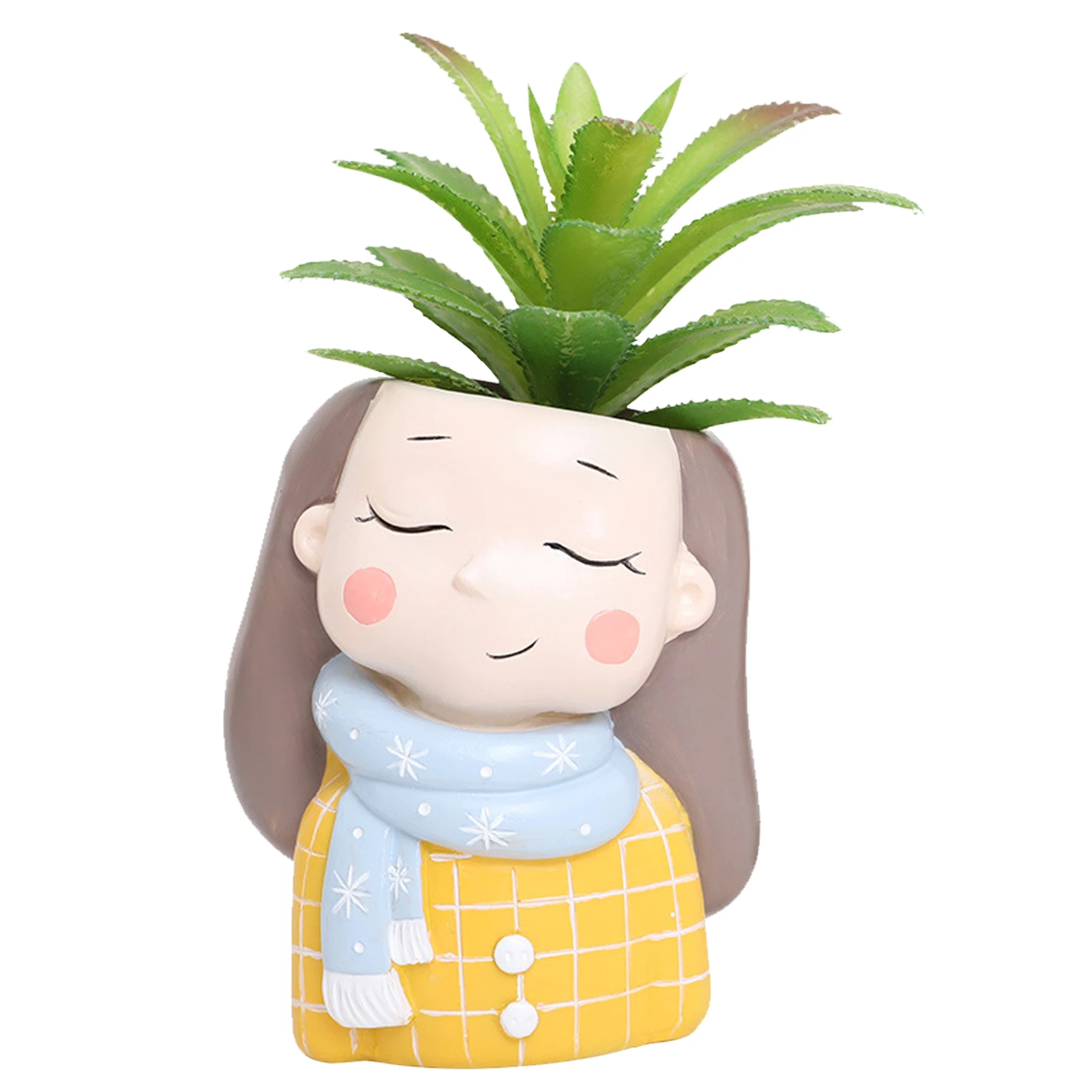 

Girl Flower Pot Head Cartoon Head Planter Cute Succulent Pots With Drainage Hole Office Home Decoration Valentine's Day Gift For