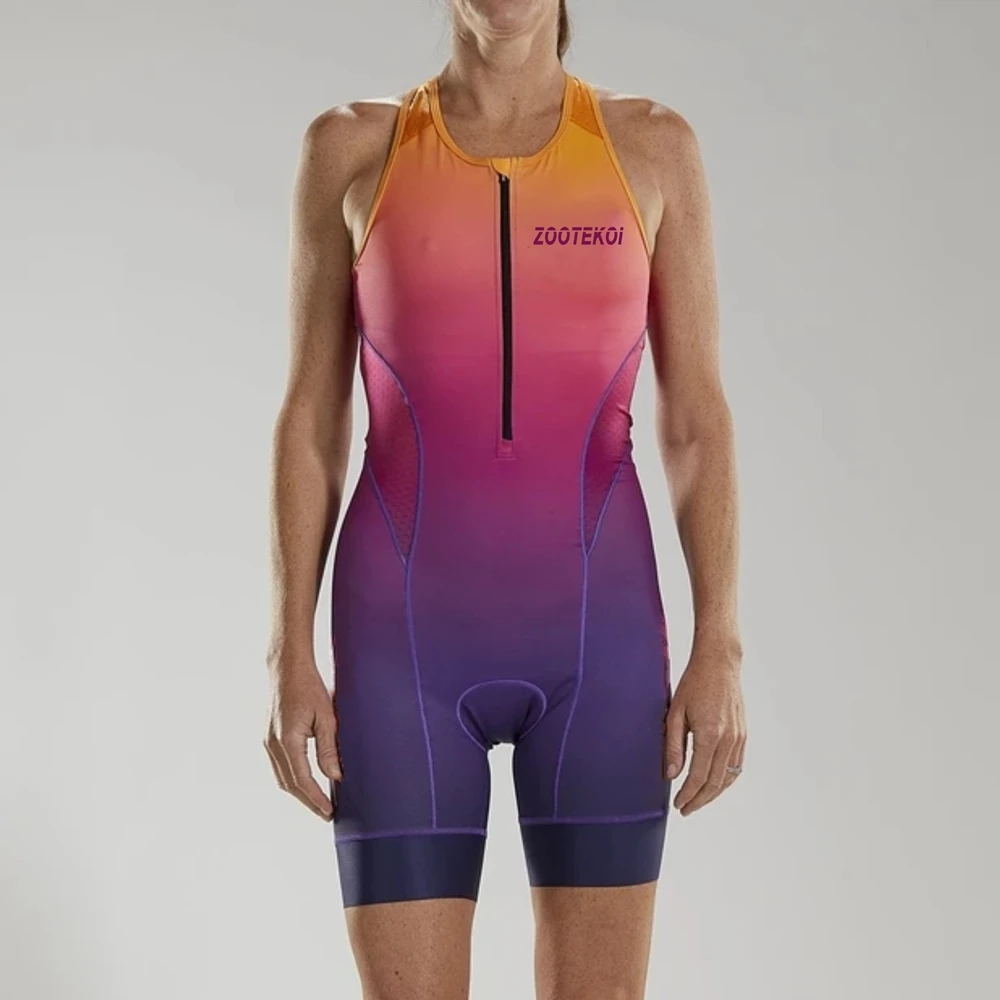 ZOOTEKOI Women Skinsuit Triathlon Cycling Summer Sleeveless Swimwear Custom Roupa Ciclismo MTB Bicycle Clothing Body Jumpsuit