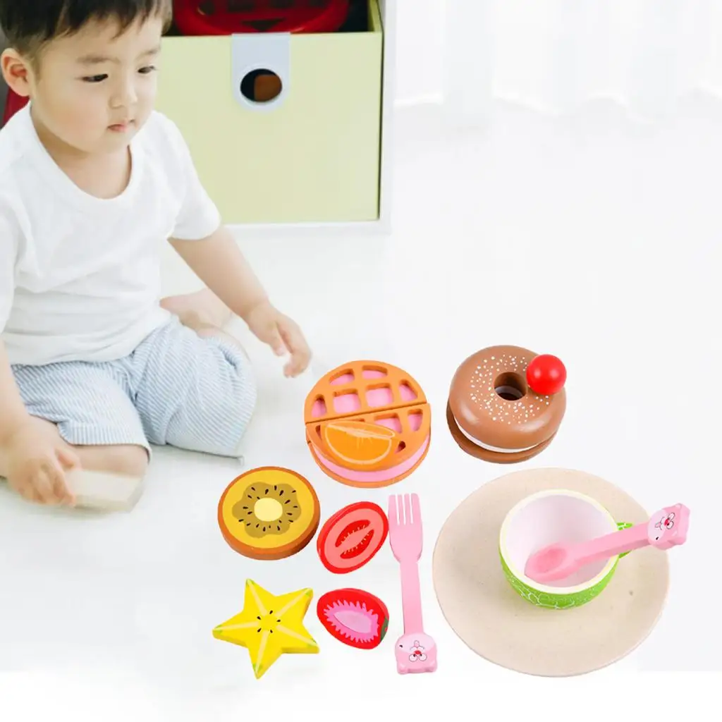 

12Pcs Kids Pretend Play Tea Set for Kids Role Play, Kitchen Playset Food Toys