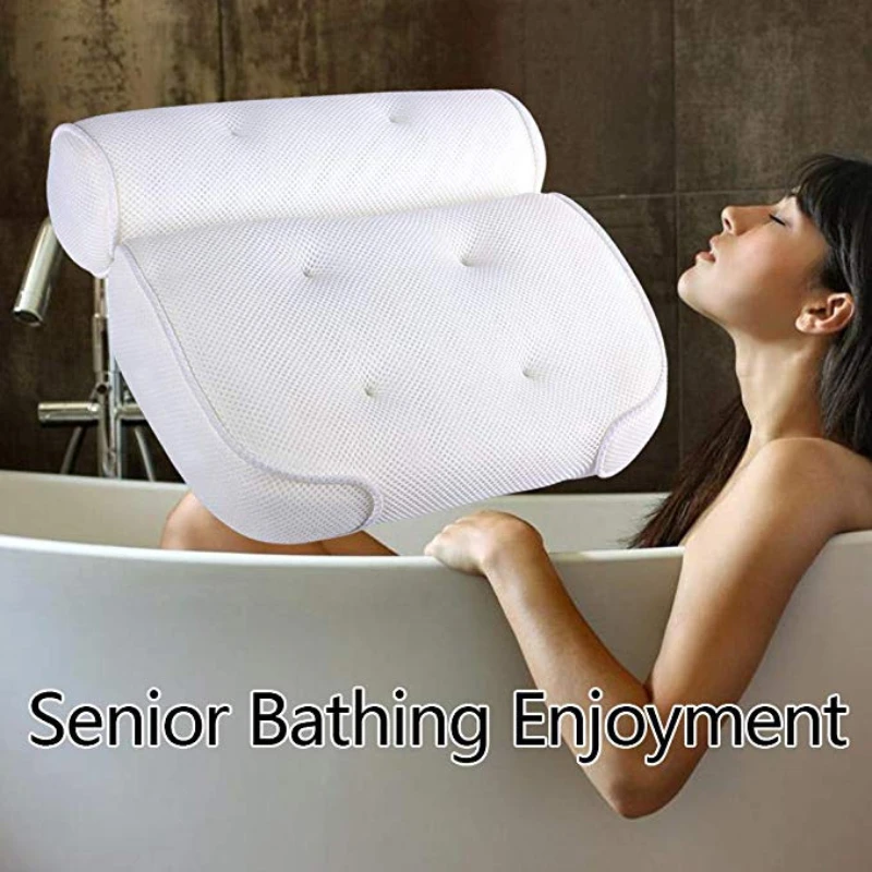 

Bathroom Suction Cup Bath Pillow Spa Pillow Bath Pillow 3D Mesh Bath Pillow Machine Washable Soft Shower Neck Relax Head Pillow