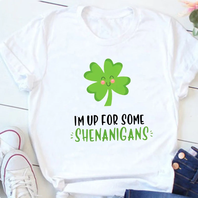 

St. Patrick's Day Graphic Tees Women Cute Clothes Boho Gift Vintage Clothes Woman New Mom Gift Aesthetic Women Clothes L