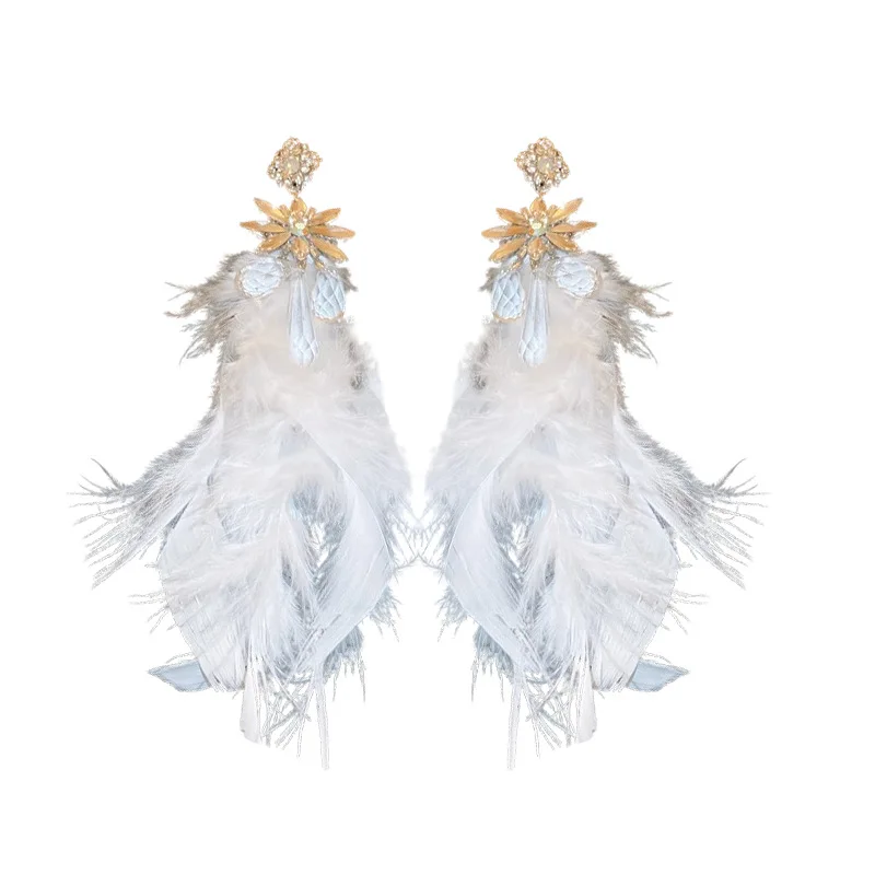 NISHIZAWA серьги с перьями в виде ромба и бриллиантов модные темпераментные для