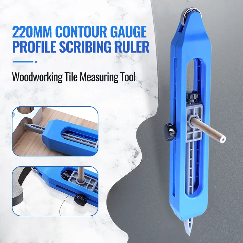 

220mm Contour Gauge Profile Scribing Ruler with Lock Precise Contour Duplicator for Woodworking Tile Measuring Tool