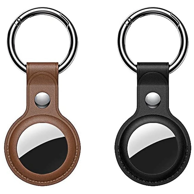 

New Upgrade Version For Air Tag Holder With Keychain, Luxury Pu Leather,Suitable For Apple Air Tag ( 2 Pack)