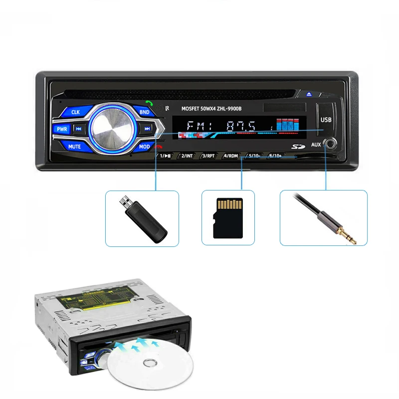 1 Din 12 В Автомобильный DVD CD-плеер MP3-стерео Автомобильная громкая связь Авторадио BT
