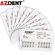 AZDENT 20Packs Dental Orthodontics Metal Brackets Braces Standard Roth/MBT/Edgewise Slot.022/018 Hooks 3/345 20Pcs/Pack